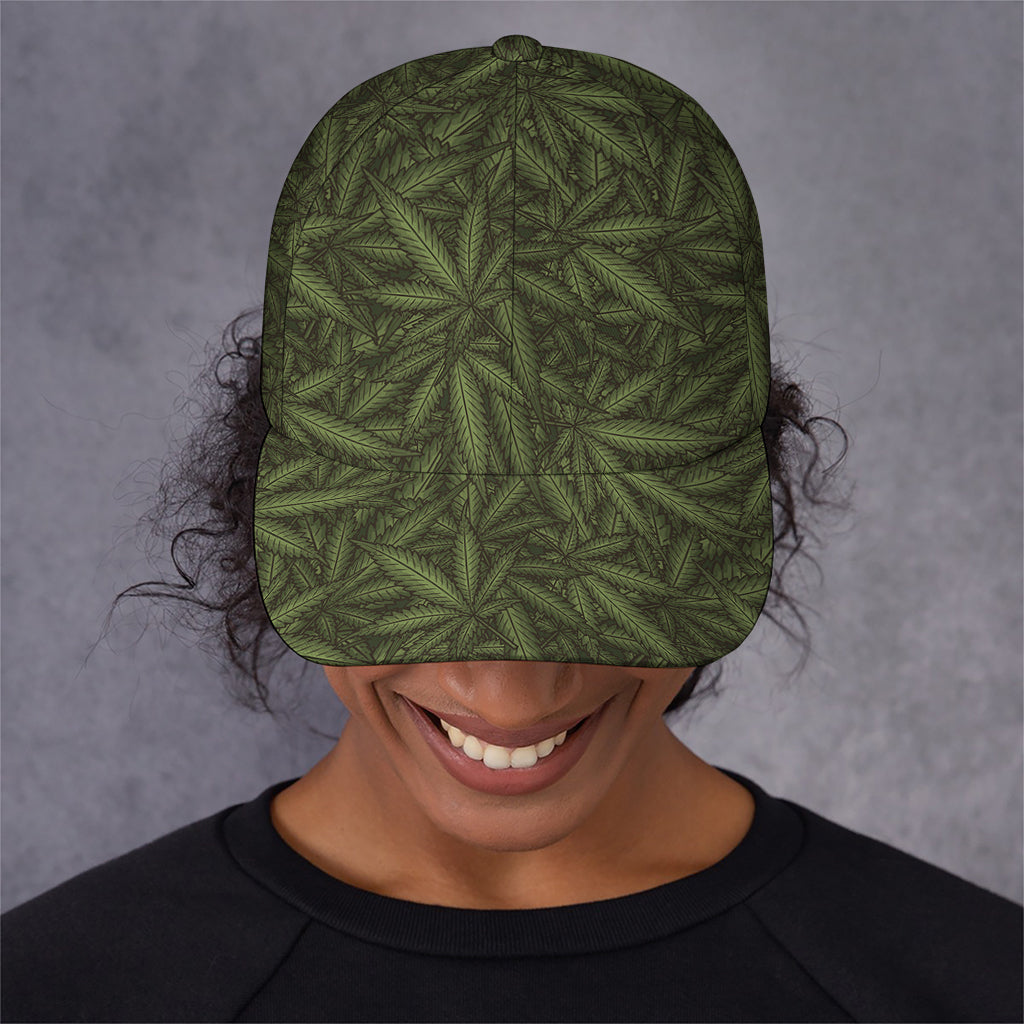 Marijuana Leaf Pattern Print Baseball Cap
