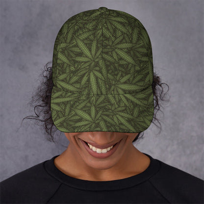 Marijuana Leaf Pattern Print Baseball Cap