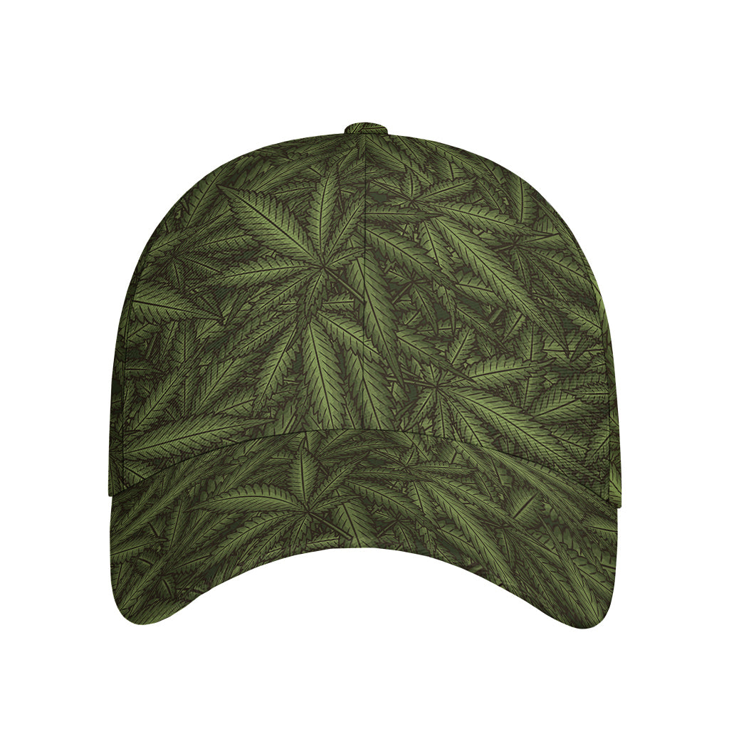 Marijuana Leaf Pattern Print Baseball Cap