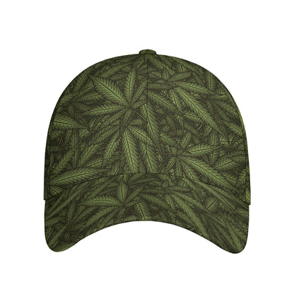 Marijuana Leaf Pattern Print Baseball Cap