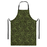 Marijuana Leaf Pattern Print Bib Apron With Pocket