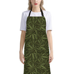 Marijuana Leaf Pattern Print Bib Apron With Pocket