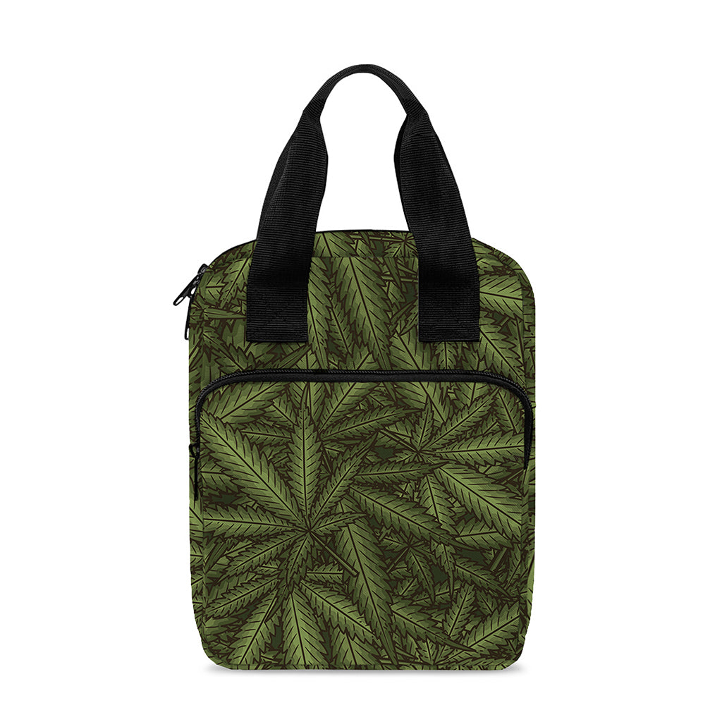 Marijuana Leaf Pattern Print Bible Tote Bag