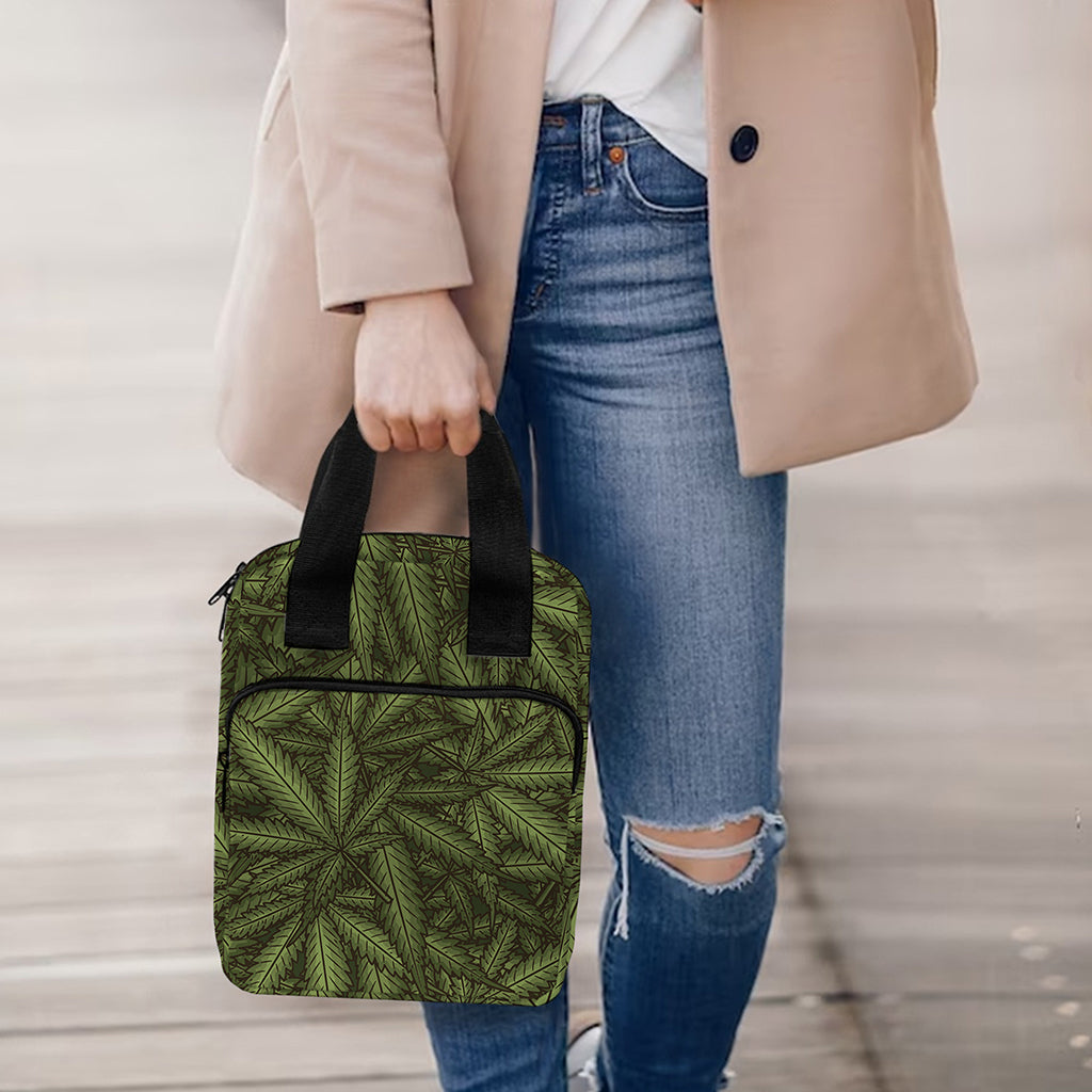 Marijuana Leaf Pattern Print Bible Tote Bag