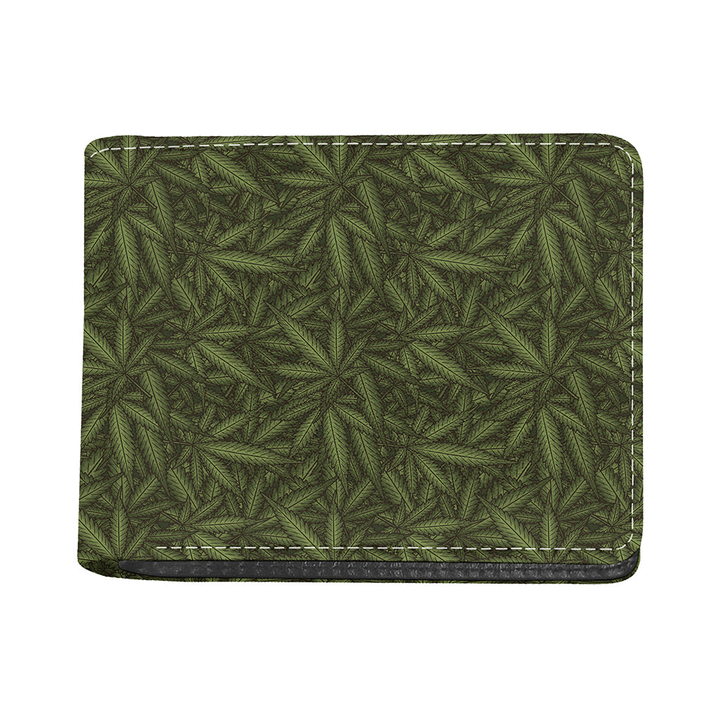 Marijuana Leaf Pattern Print Bifold Wallet