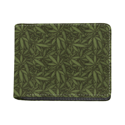 Marijuana Leaf Pattern Print Bifold Wallet