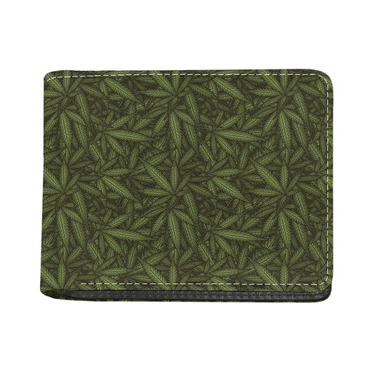 Marijuana Leaf Pattern Print Bifold Wallet
