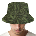 Marijuana Leaf Pattern Print Bucket Hat