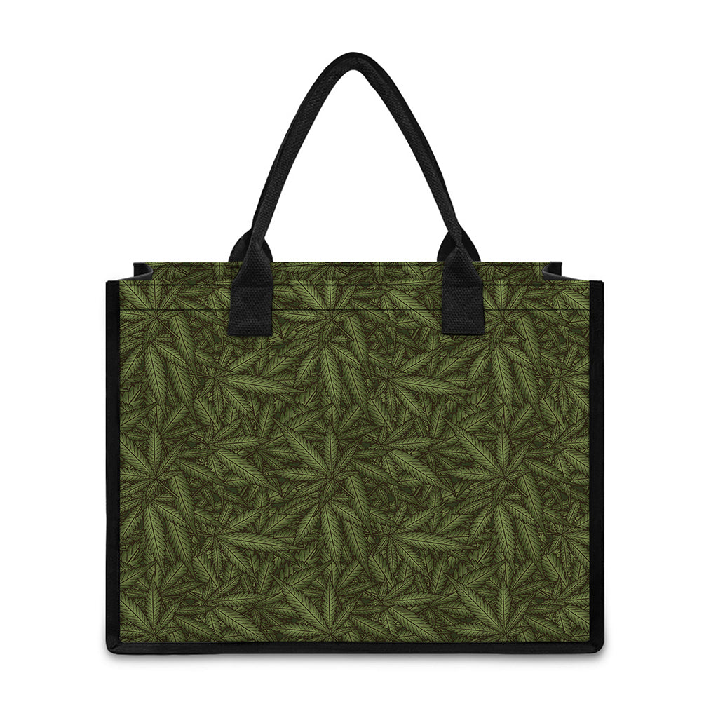 Marijuana Leaf Pattern Print Canvas Tote Bag