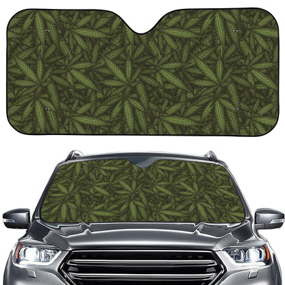 Marijuana Leaf Pattern Print Car Windshield Sun Shade