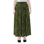 Marijuana Leaf Pattern Print Chiffon Maxi Skirt