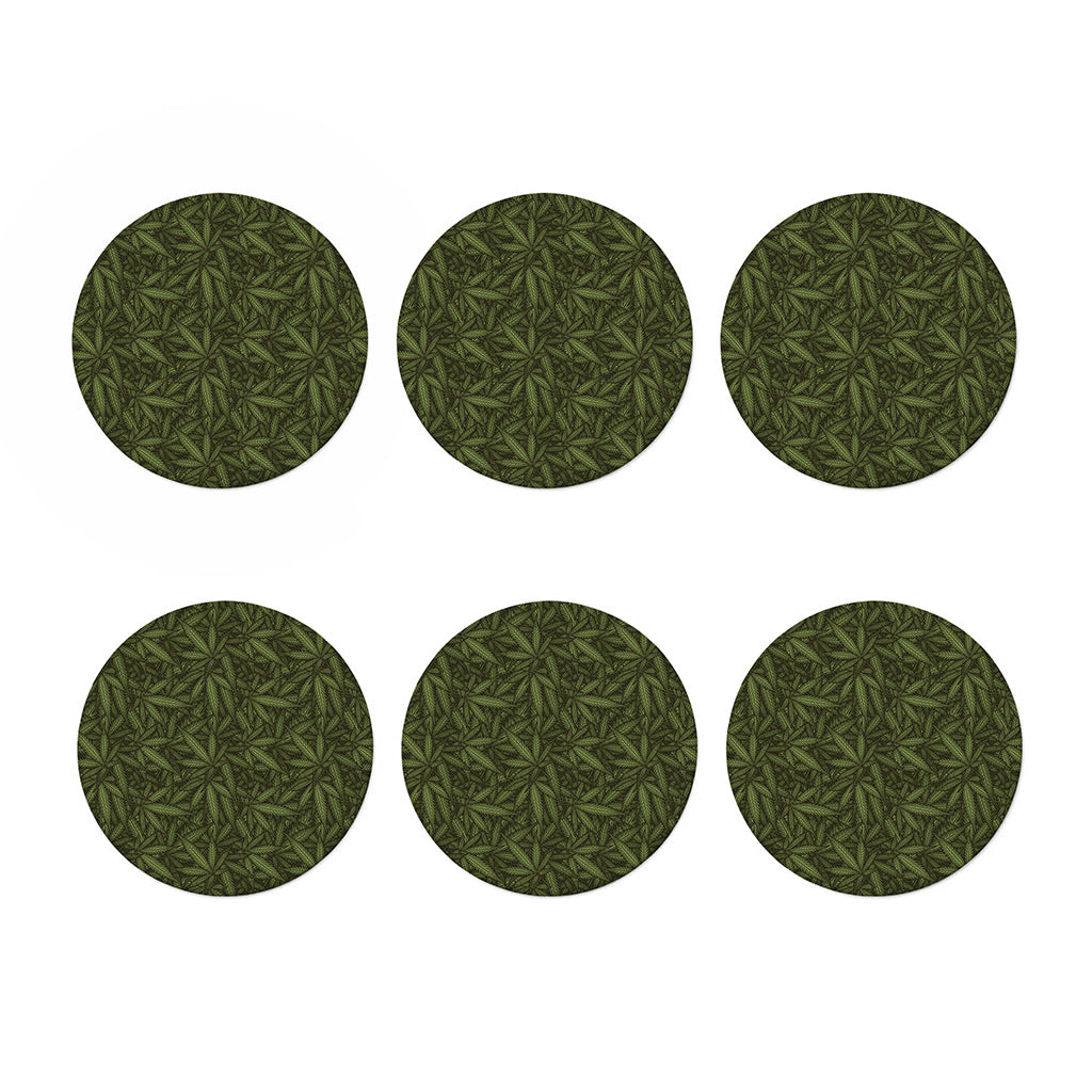 Marijuana Leaf Pattern Print Coaster Set