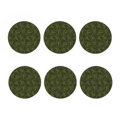 Marijuana Leaf Pattern Print Coaster Set