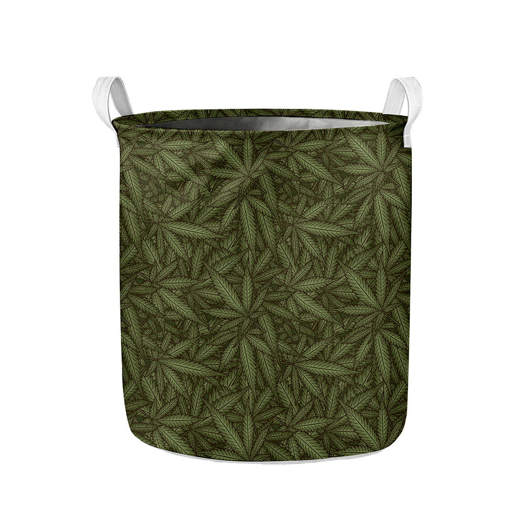 Marijuana Leaf Pattern Print Collapsible Laundry Basket