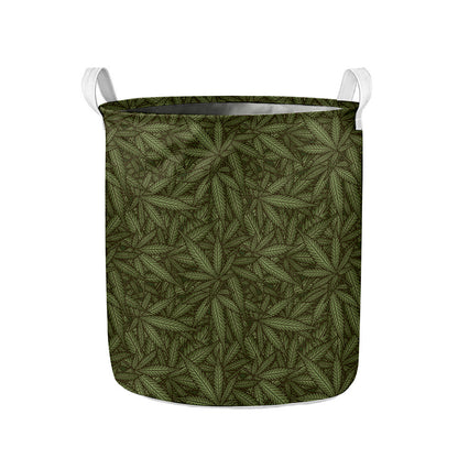 Marijuana Leaf Pattern Print Collapsible Laundry Basket