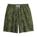 Marijuana Leaf Pattern Print Cotton Shorts