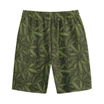 Marijuana Leaf Pattern Print Cotton Shorts