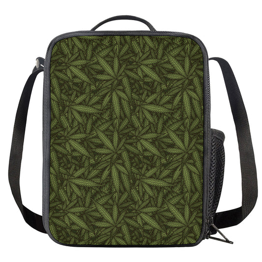 Marijuana Leaf Pattern Print Crossbody Lunch Bag