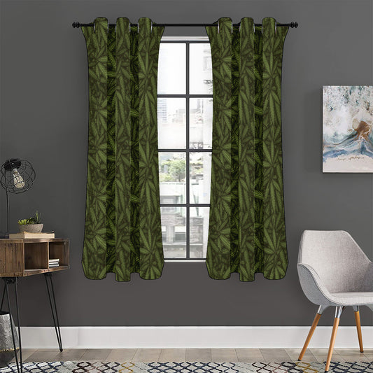 Marijuana Leaf Pattern Print Curtain