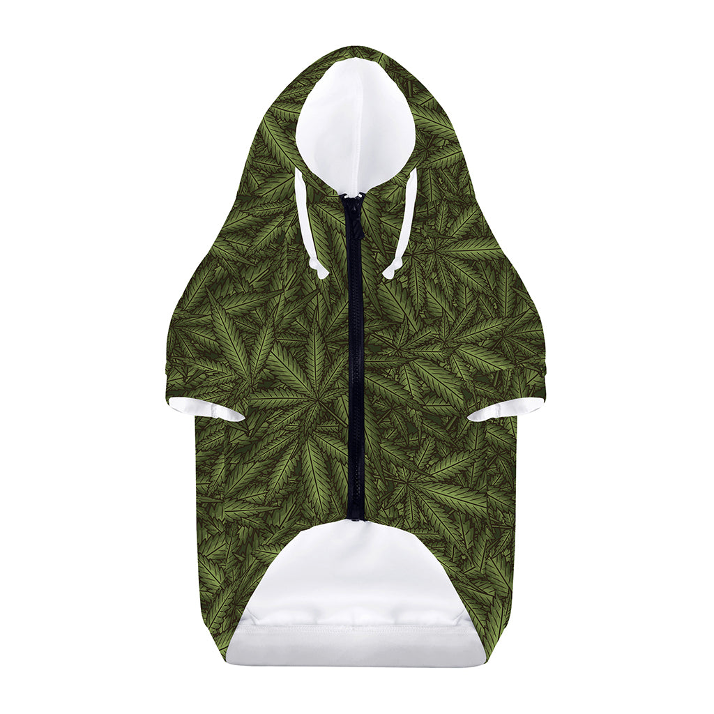 Marijuana Leaf Pattern Print Dog Zip Up Hoodie