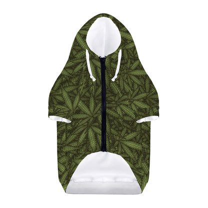 Marijuana Leaf Pattern Print Dog Zip Up Hoodie