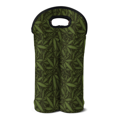 Marijuana Leaf Pattern Print Double Neoprene Wine Tote