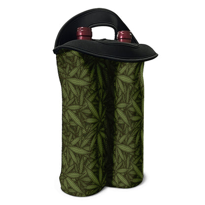 Marijuana Leaf Pattern Print Double Neoprene Wine Tote