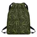 Marijuana Leaf Pattern Print Drawstring Backpack