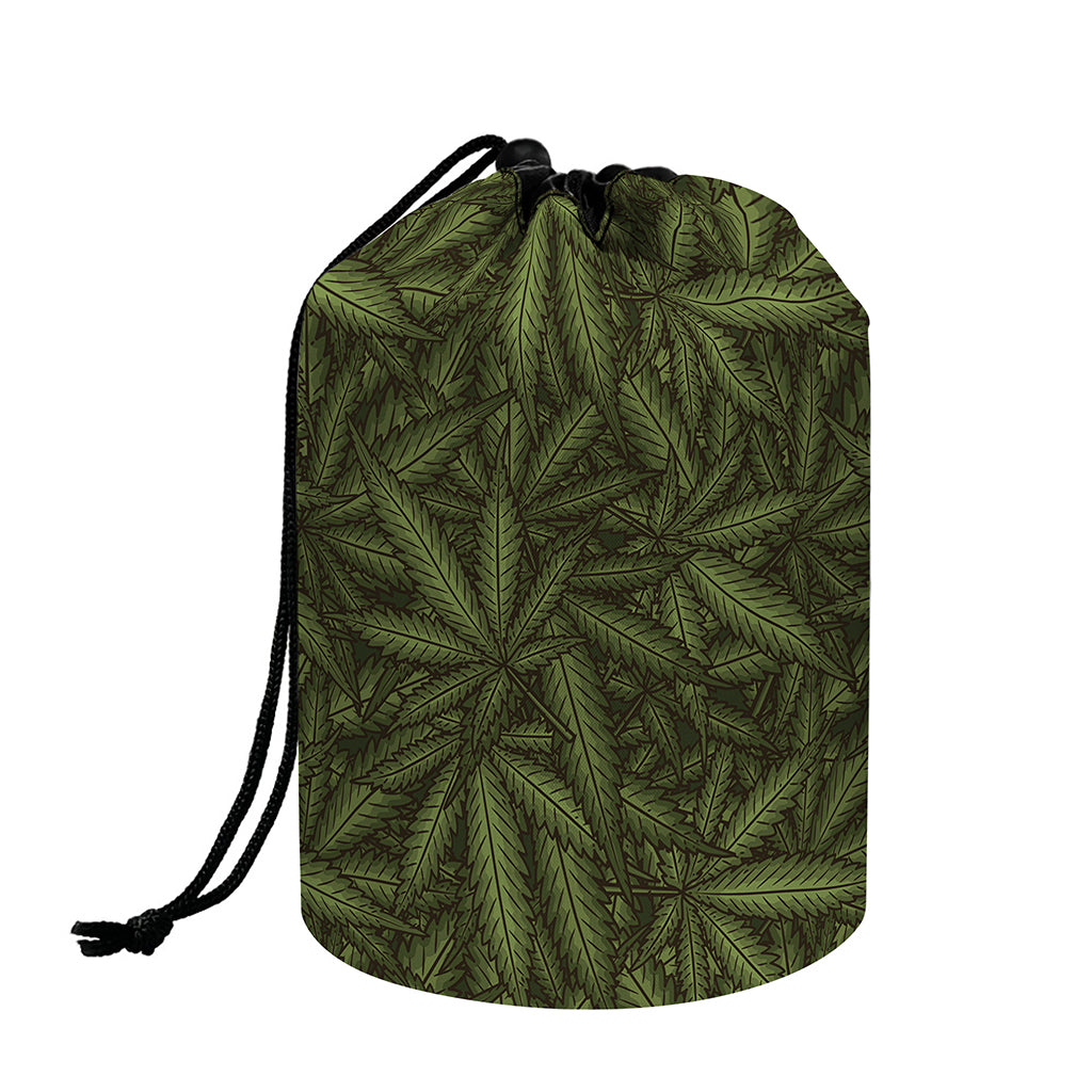 Marijuana Leaf Pattern Print Drawstring Makeup Bag