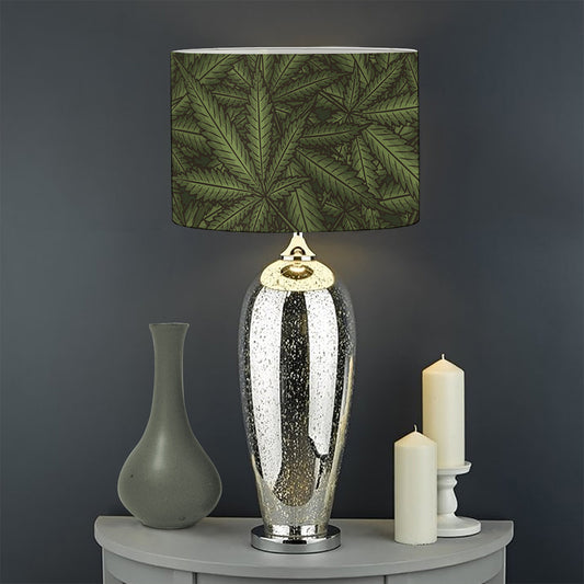 Marijuana Leaf Pattern Print Drum Lamp Shade