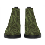 Marijuana Leaf Pattern Print Flat Ankle Boots
