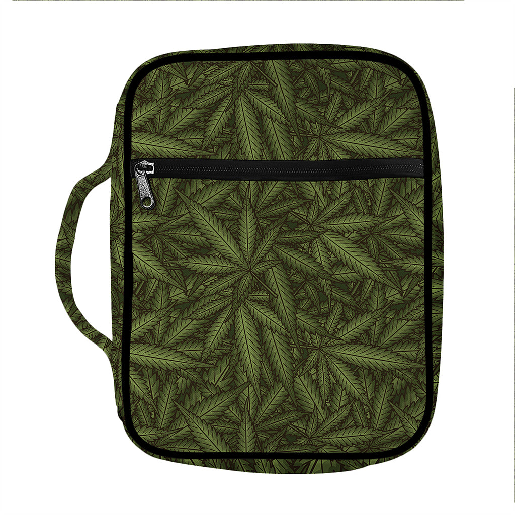 Marijuana Leaf Pattern Print Front Pocket Bible Bag