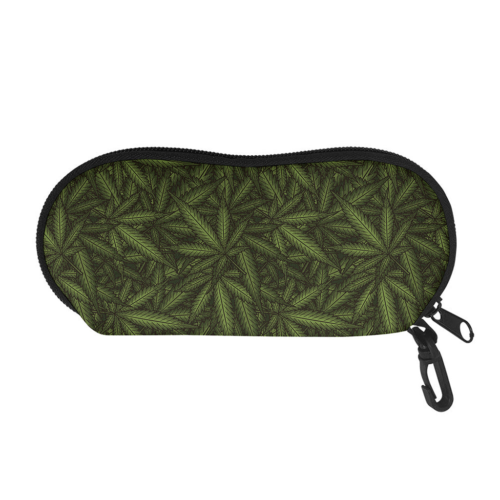 Marijuana Leaf Pattern Print Glasses Case