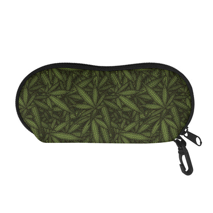 Marijuana Leaf Pattern Print Glasses Case