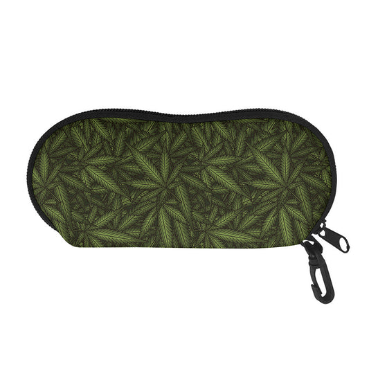 Marijuana Leaf Pattern Print Glasses Case