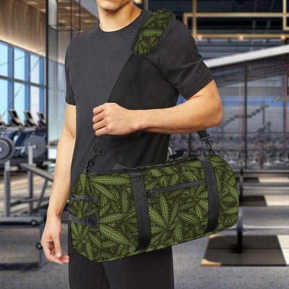 Marijuana Leaf Pattern Print Gym Bag