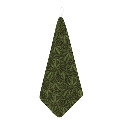 Marijuana Leaf Pattern Print Hand Towel
