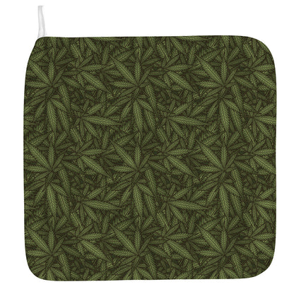 Marijuana Leaf Pattern Print Hand Towel