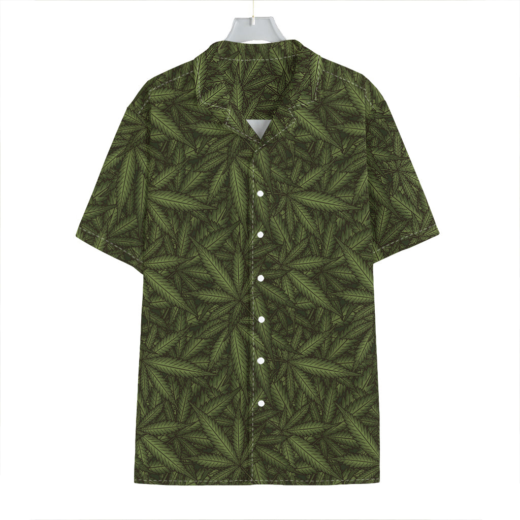 Marijuana Leaf Pattern Print Hawaiian Shirt