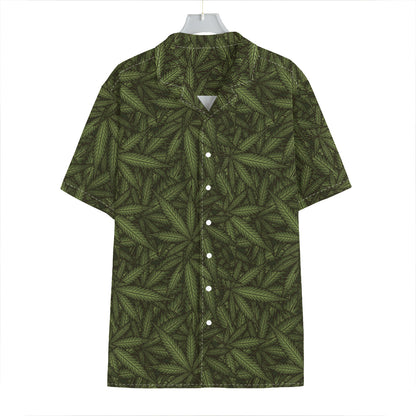 Marijuana Leaf Pattern Print Hawaiian Shirt