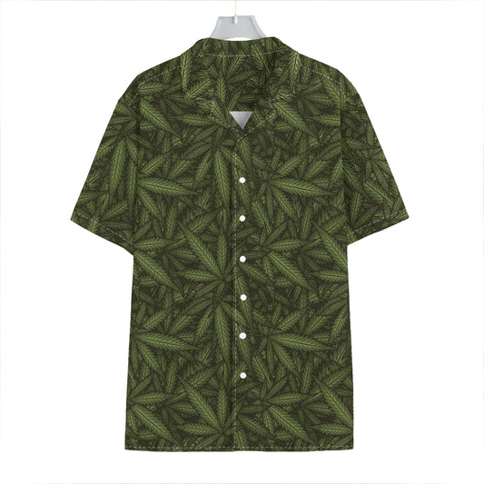 Marijuana Leaf Pattern Print Hawaiian Shirt