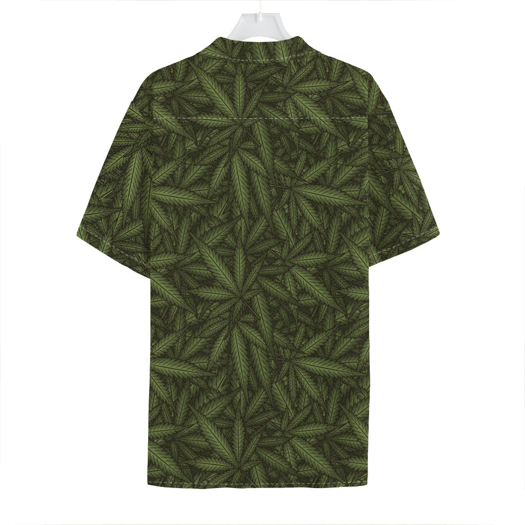 Marijuana Leaf Pattern Print Hawaiian Shirt