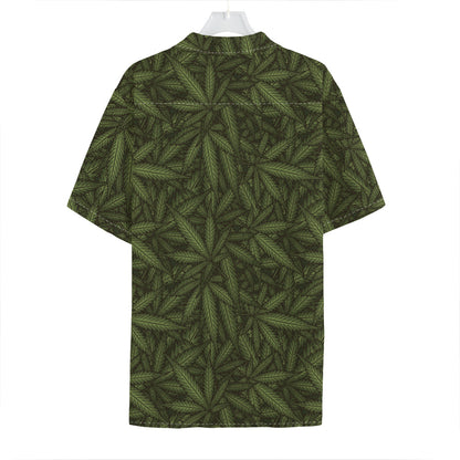 Marijuana Leaf Pattern Print Hawaiian Shirt