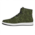 Marijuana Leaf Pattern Print High Top Leather Sneakers