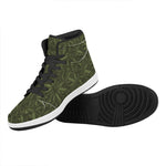 Marijuana Leaf Pattern Print High Top Leather Sneakers