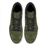 Marijuana Leaf Pattern Print High Top Leather Sneakers