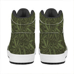 Marijuana Leaf Pattern Print High Top Leather Sneakers