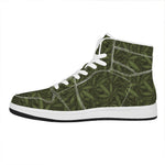 Marijuana Leaf Pattern Print High Top Leather Sneakers