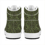 Marijuana Leaf Pattern Print High Top Leather Sneakers