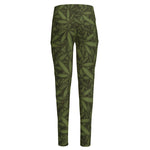 Marijuana Leaf Pattern Print High-Waisted Pocket Leggings